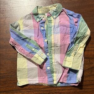 GAP Kids Pastel Plaid Button Down Shirt